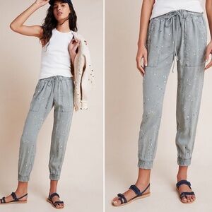 Anthropologie x Cloth & Stone Gray Paint Splattered Joggers Pants, Size XS